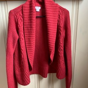 Red Open Front Sweater